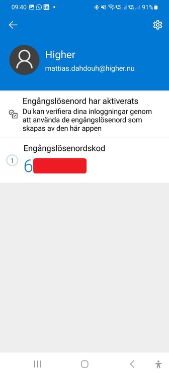 Kontot lagts till Authenticator