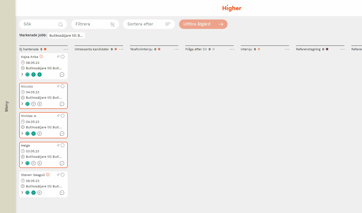 bläddra i kandidatkort