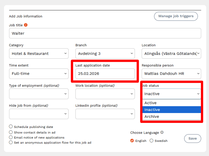 change status edit date
